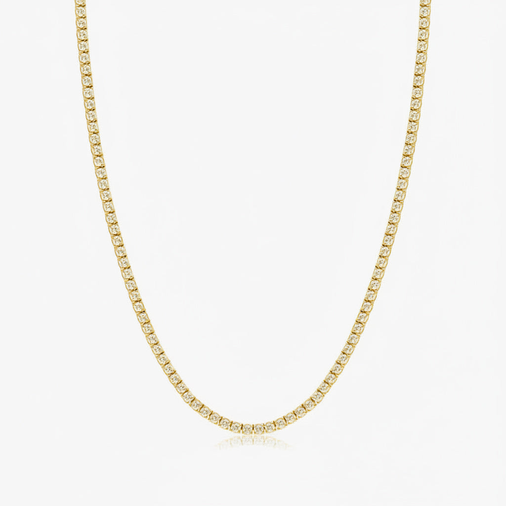 Diamond Tennis Necklace in Yellow Gold