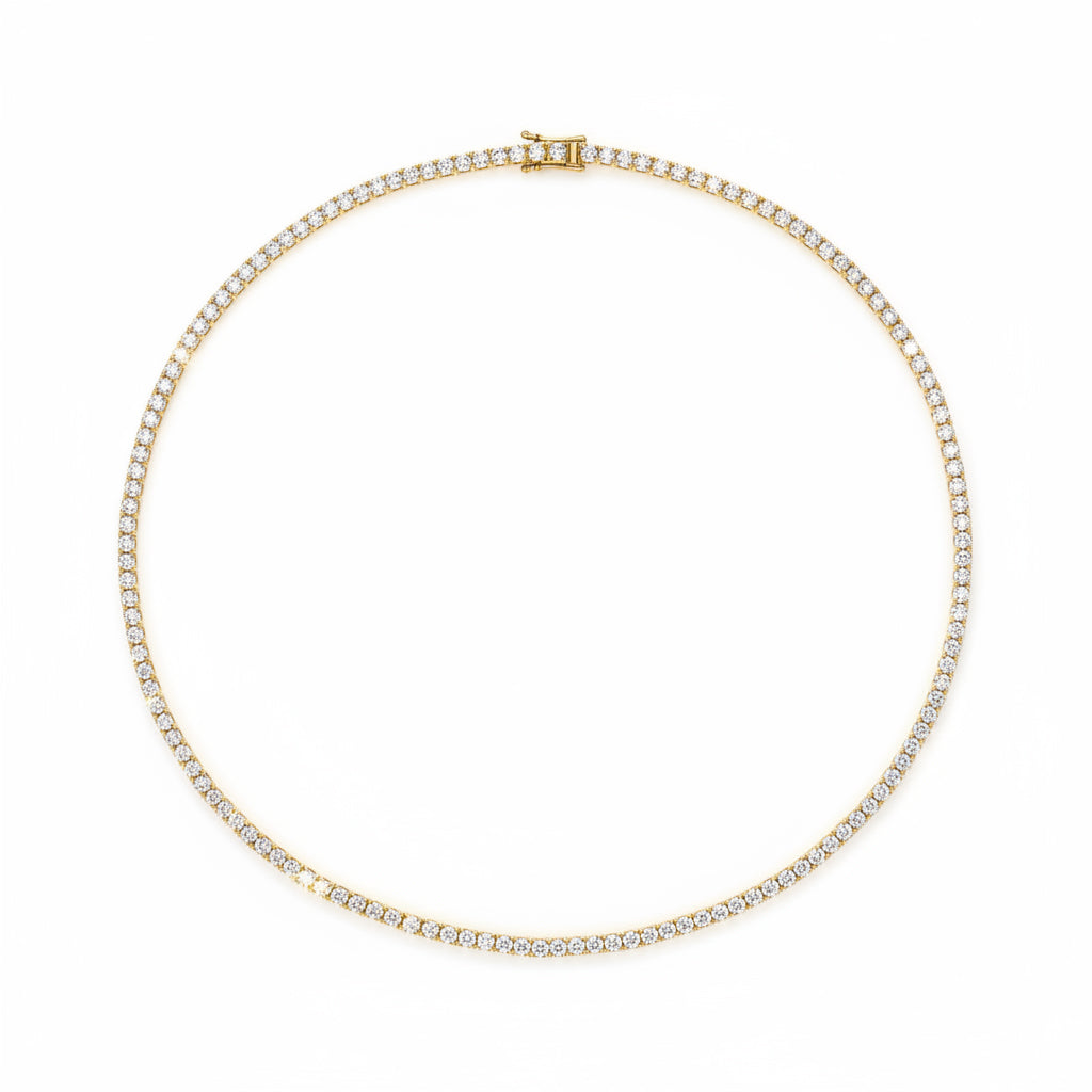 Diamond Tennis Necklace in Yellow Gold