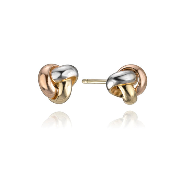 14k Love Me Knot Tri-Tone Studs