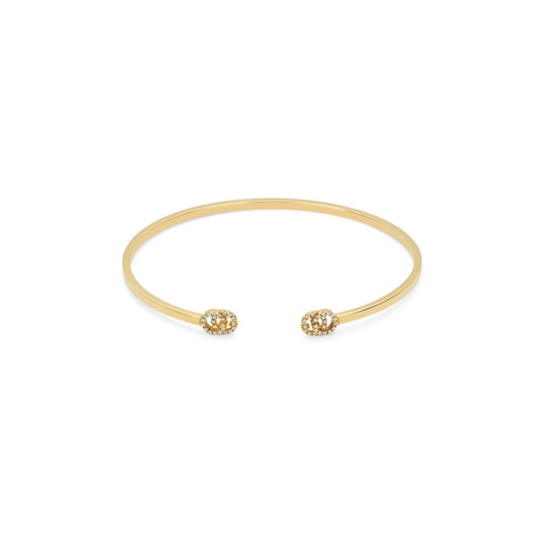 Gucci 18k Yellow Gold GG Diamond Cuff Bracelet