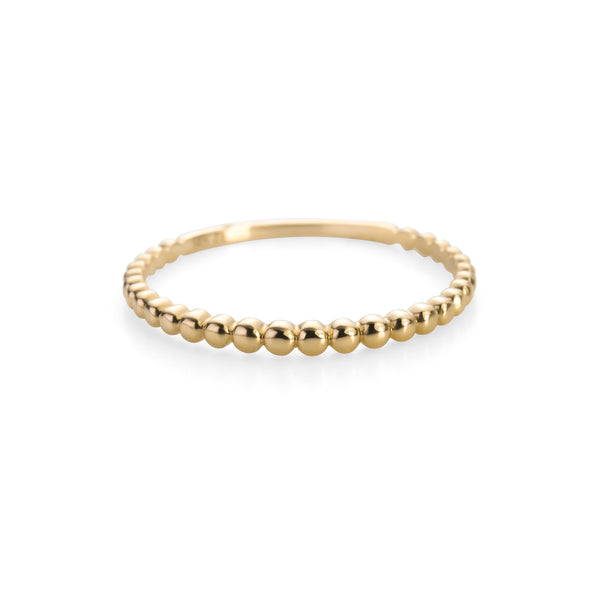 14k Yellow Gold Beaded Stacker Ring