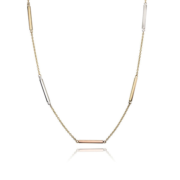 14k Tri Colour Gold Bar Necklace