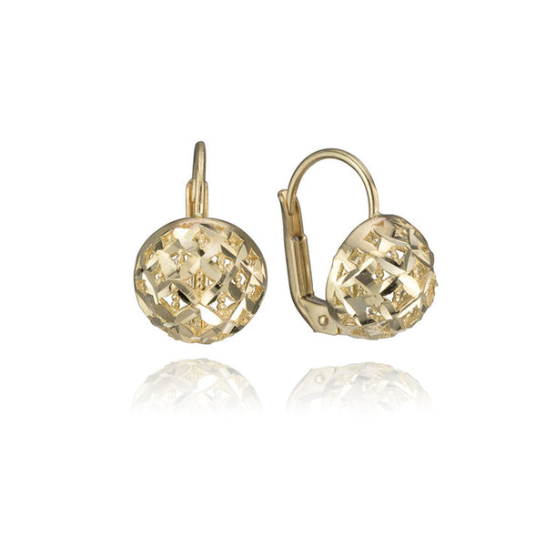 14k Yellow Gold Mesh Stud Earrings